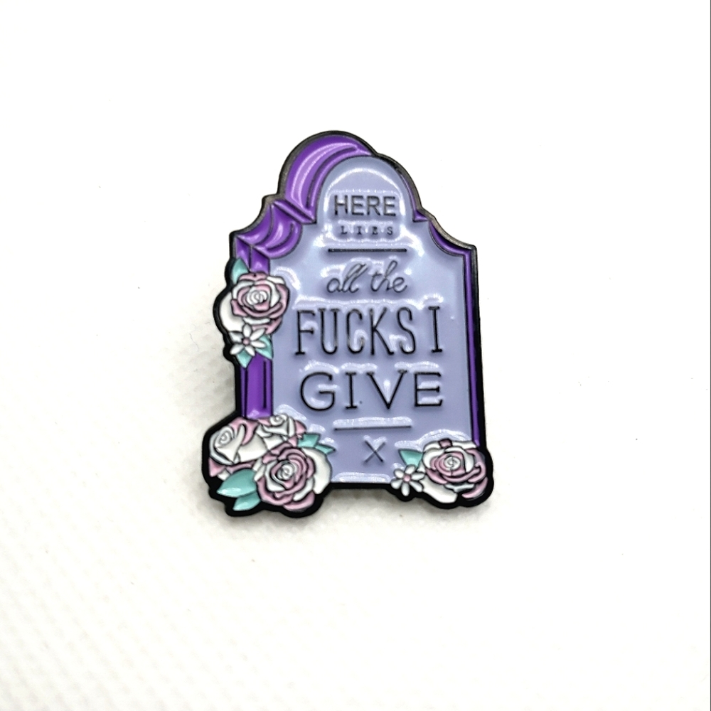 🧁 3/$30 Here Lies All The Effs I Give Headstone Enamel Pin NEW